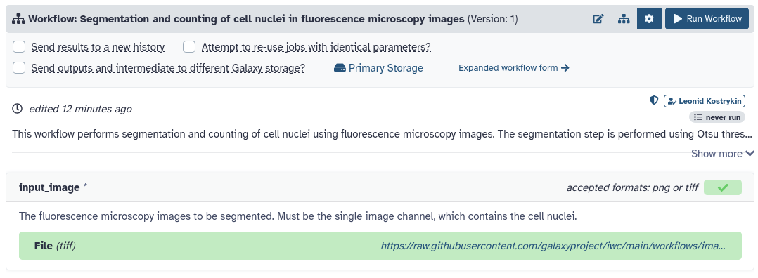 IWC workflow library home page. 