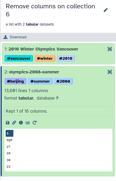 output of remove columns step. 