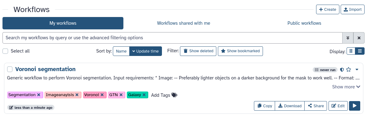 screenshot of workflowhub. 
