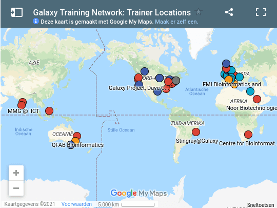 static screenshot of google maps showing trainer locations mostly across the northern hemisphere