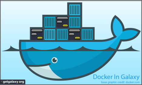 Galaxy docker logo, the docker logo with several containers replaced by galaxy logos.