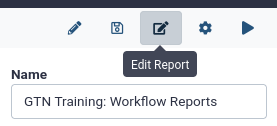 screenshot of the "edit report" button in the workflow editor interface. 