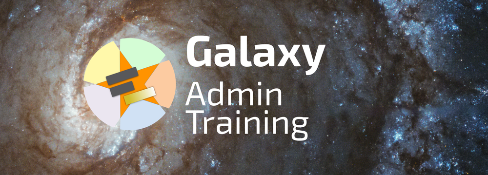 GAT logo is the GTN logo over a space background and text reading galaxy admin traiing.