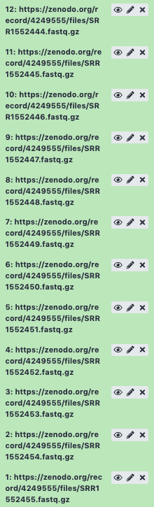 Samples imported as datasets. 
