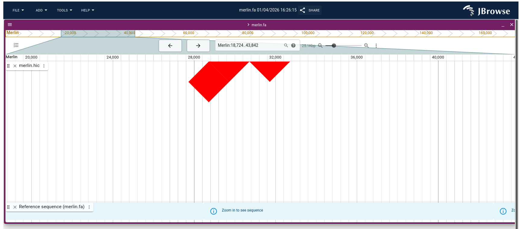 Screenshot of JBrowse2. 
